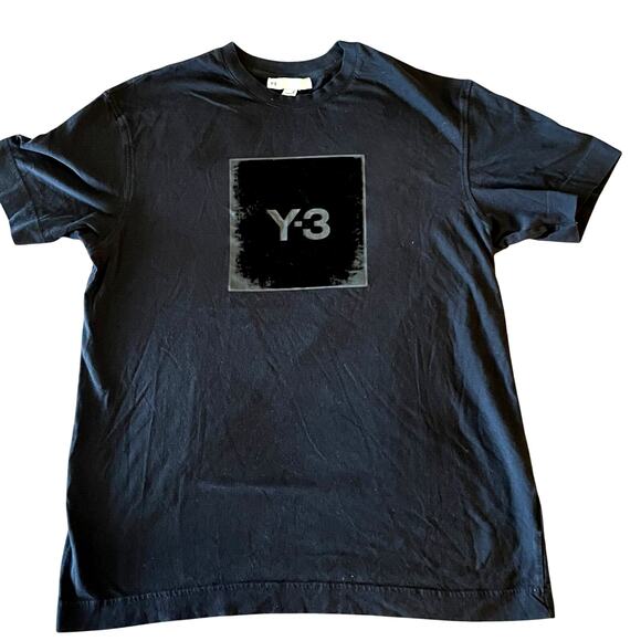 Yohji Yamamoto Adidas Tee LARGE rare square Y-3 square logo velvet black - Picture 1 of 16